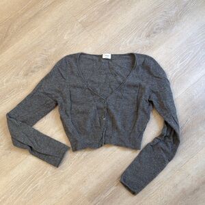 Aritzia Wilfred Gray Crop Cardigan Sweater